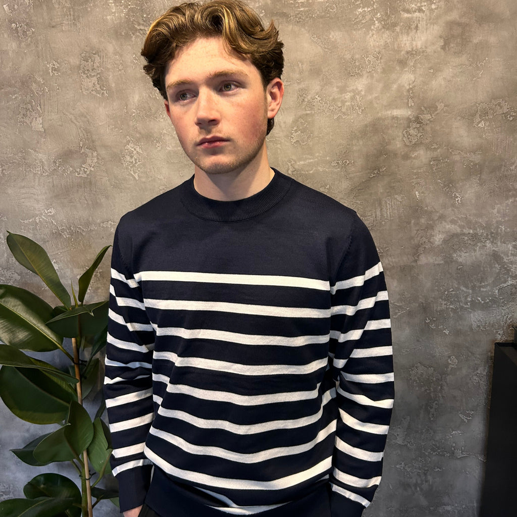 THEO Striped Round Neck Jumper